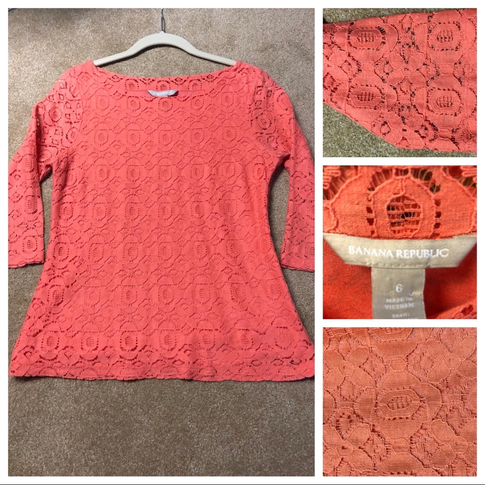 2/$15 or 3/$20 Banana Republic, Lace Coral Top